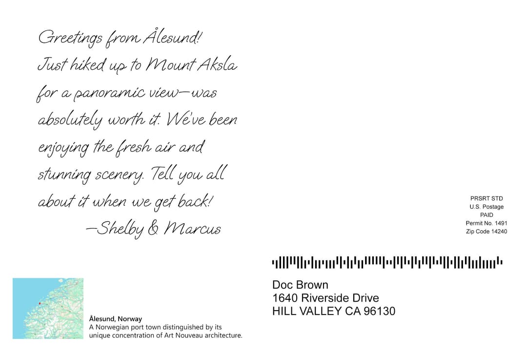 Back of postcard